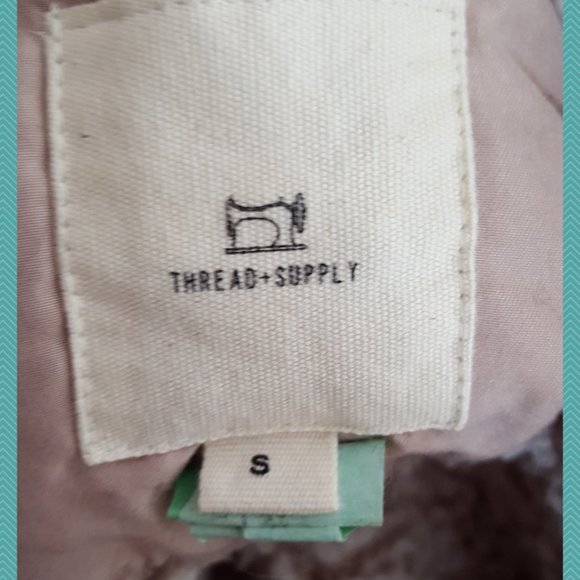 Thread & Supply Ivory Tan Fleece Teddy Quarter Zip Wubby Pullover - Picture 5 of 5